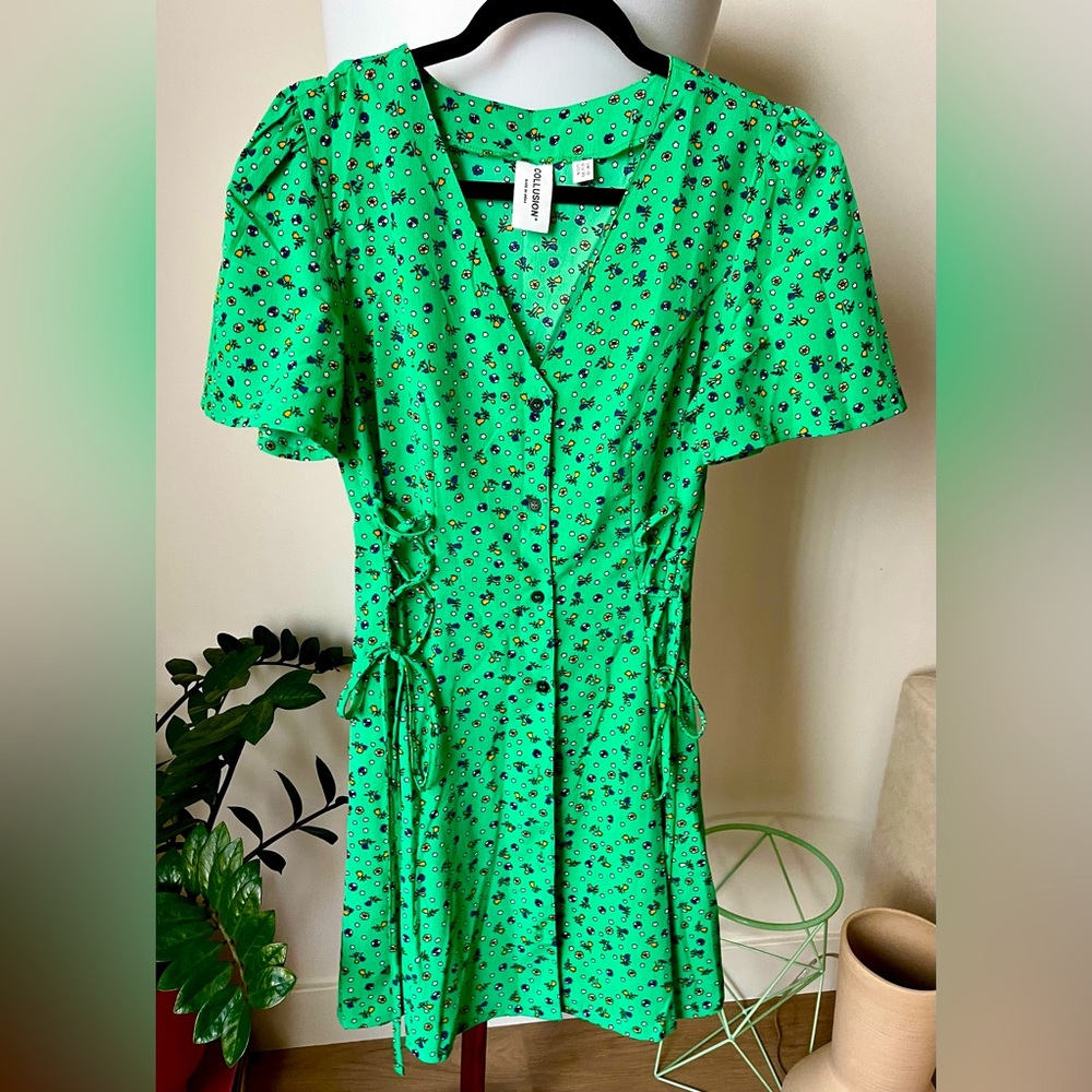 ASOS Exclusive COLLUSION floral tie up mini tea dress